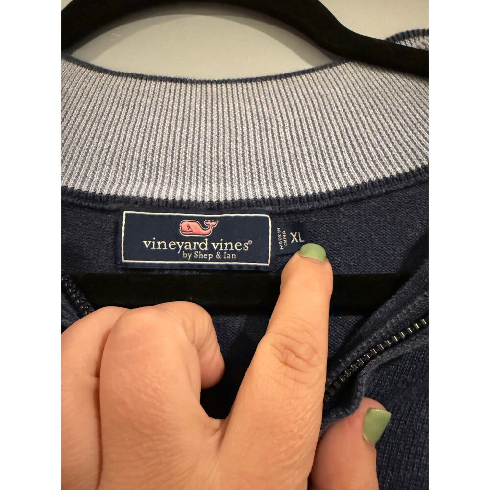Vineyard Vines Men’s 1/4 Zip Pullover – Size XL, Navy Blue Whale Logo Cotton - Picture 2 of 4